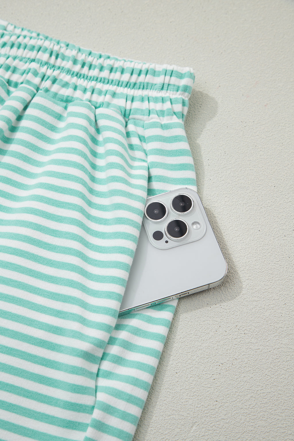 Striped Oversize Mock Neck Sweatshirt and Shorts Set