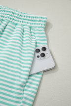Striped Oversize Mock Neck Sweatshirt and Shorts Set