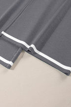 Contrast Trim Half Sleeve Top Drawstring Pants Loose 2pcs Sweater Suit