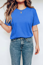 Casual Plain Crew Neck Tee