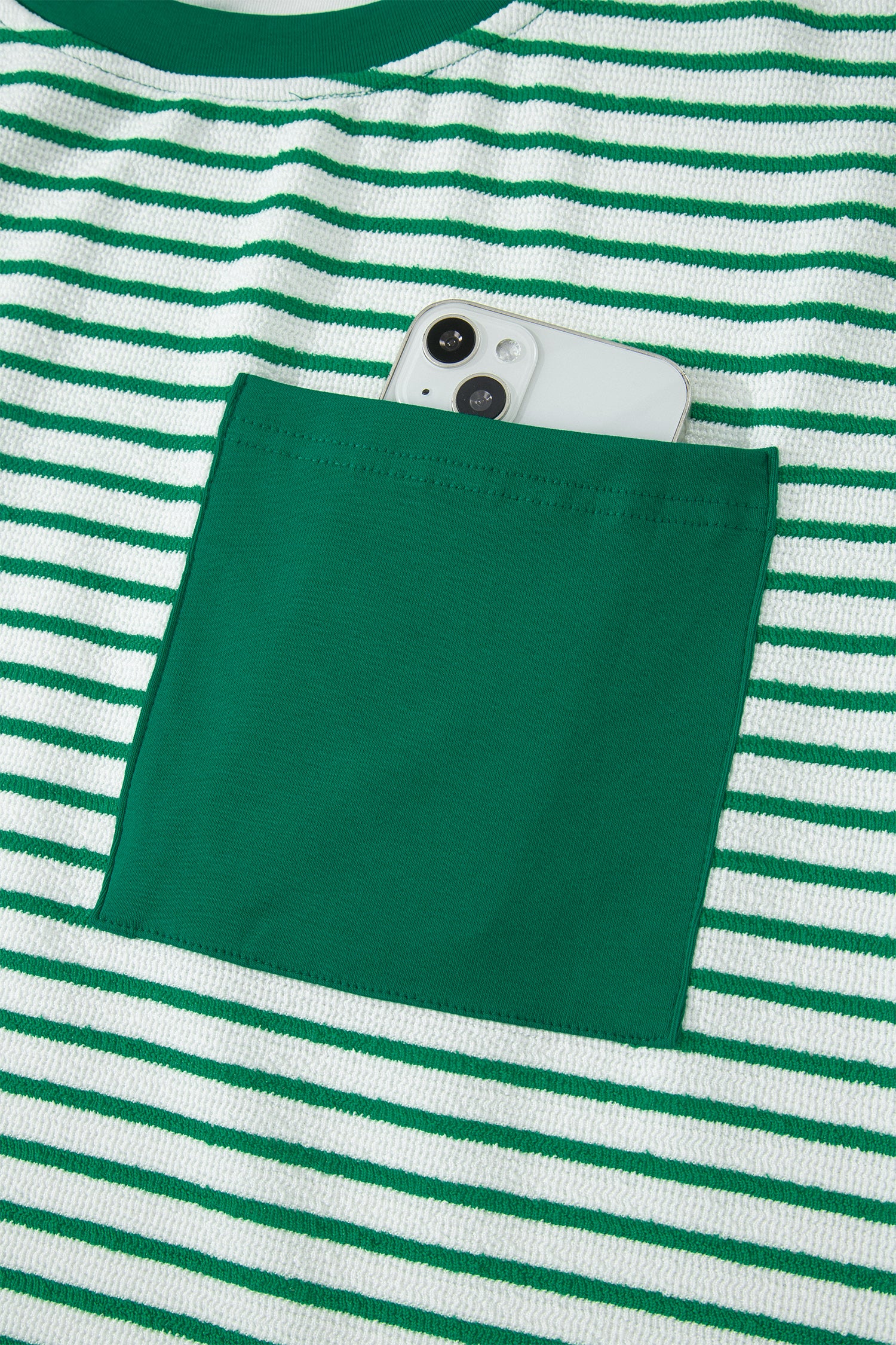 Striped Crew Neck Tee Drawstring Waist Cropped Pants Set