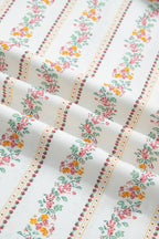 Multicolour Floral Print Contrast Ribbon Bow Lace Trim Square Neck Mini Dress