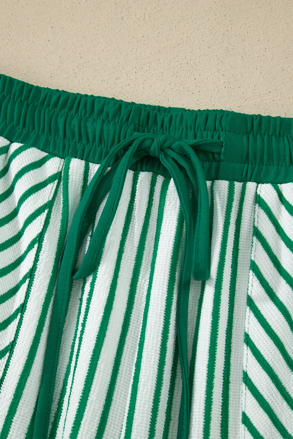 Striped Crew Neck Tee Drawstring Waist Cropped Pants Set
