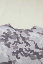 Grey Plus Size Camo Print Casual T Shirt