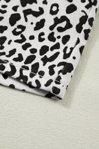 Brown Leopard Print Button Overlap Denim Shorts
