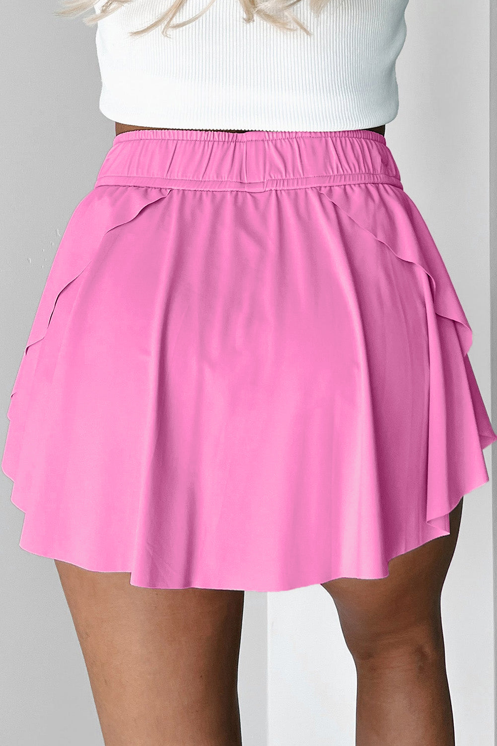 Drawstring Elastic Waistband Lined Tennis Skorts