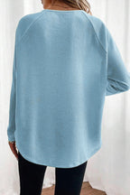 Textured Raglan Sleeve Knit Loose Top
