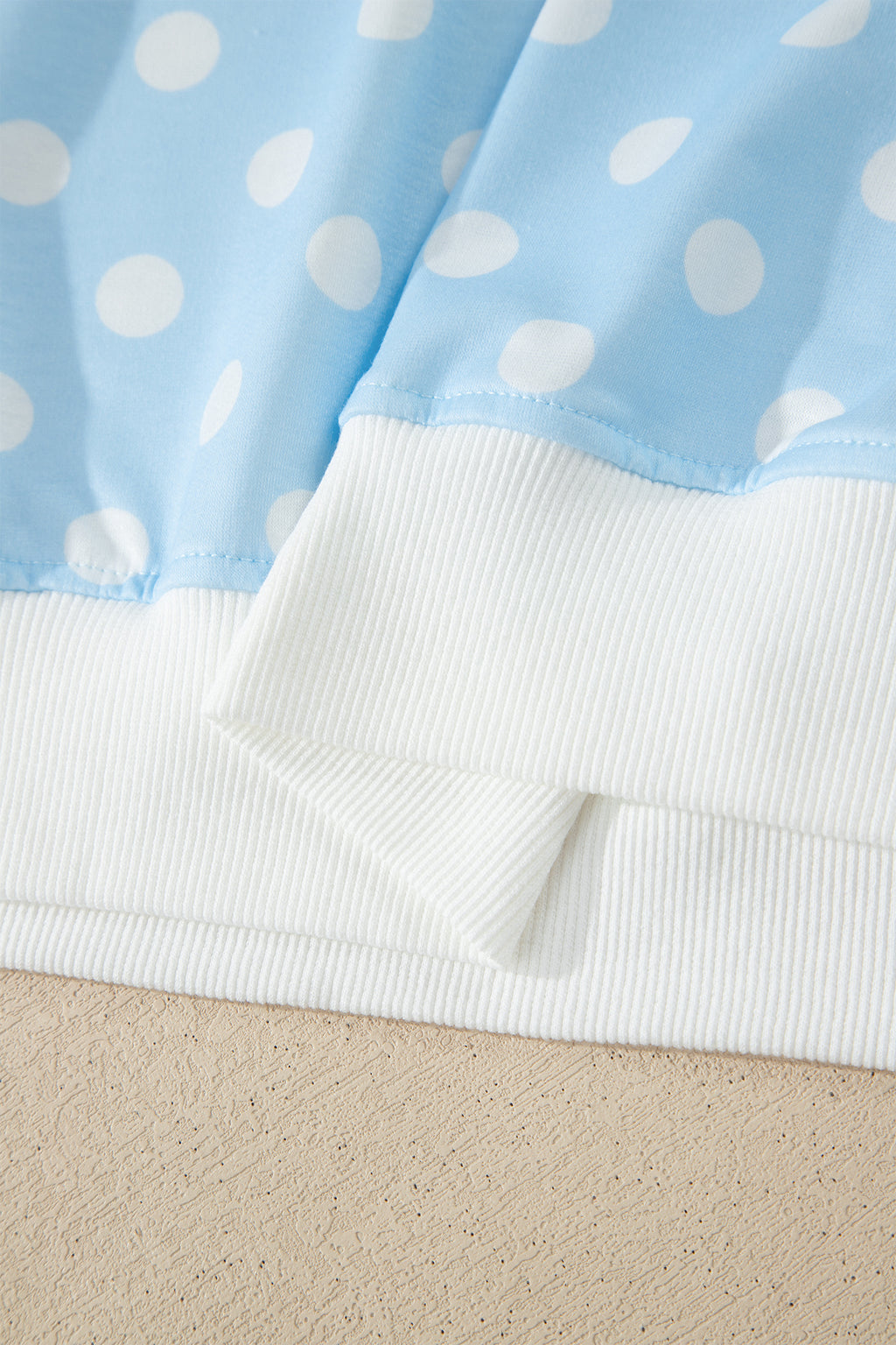 Polka Dot Print Color Block Trim Mock Neck Short Set