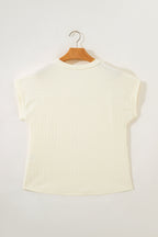 Beige Twisted Texture Knit V Neck T Shirt