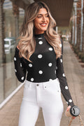 Vintage Polka Dot Print Mesh Long Sleeve Bodysuit