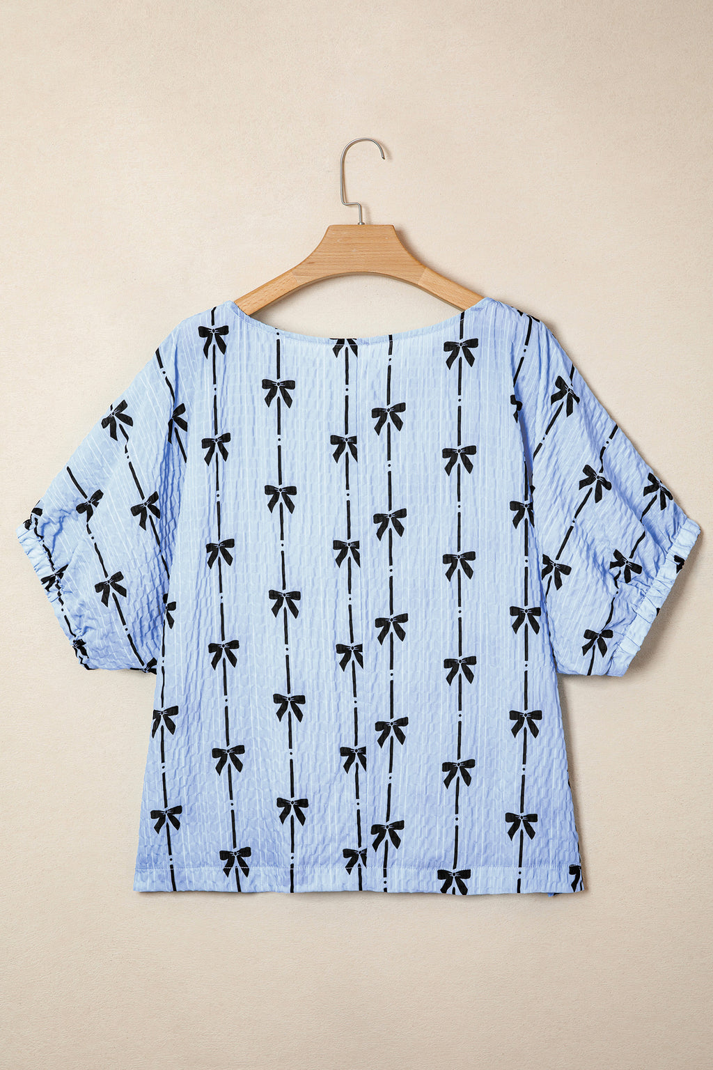 Bow Print Puff Short Sleeve Top