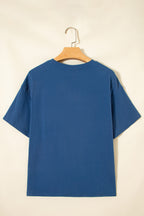 Color Block Chest Pocket Patched Casual Short Sleeve Top