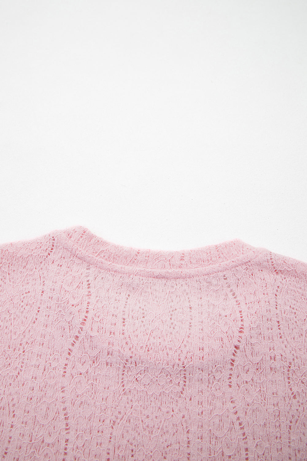 Semi Sheer Lace Long Sleeve Cropped Top