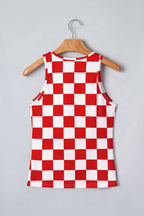 Checkerboard Printed Slim Tank Top