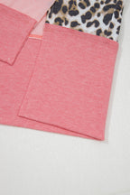 Color Block Leopard Patchwork Dolman Sleeve High Low Baggy Sweatshirt