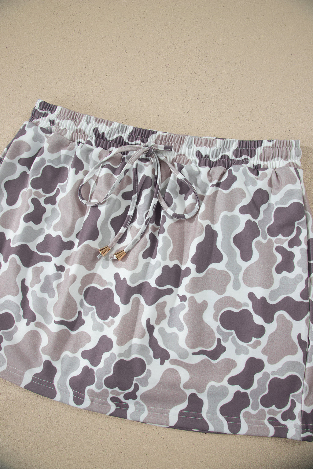 Abstract Camo Elastic Waist Drawstring Mini Skort