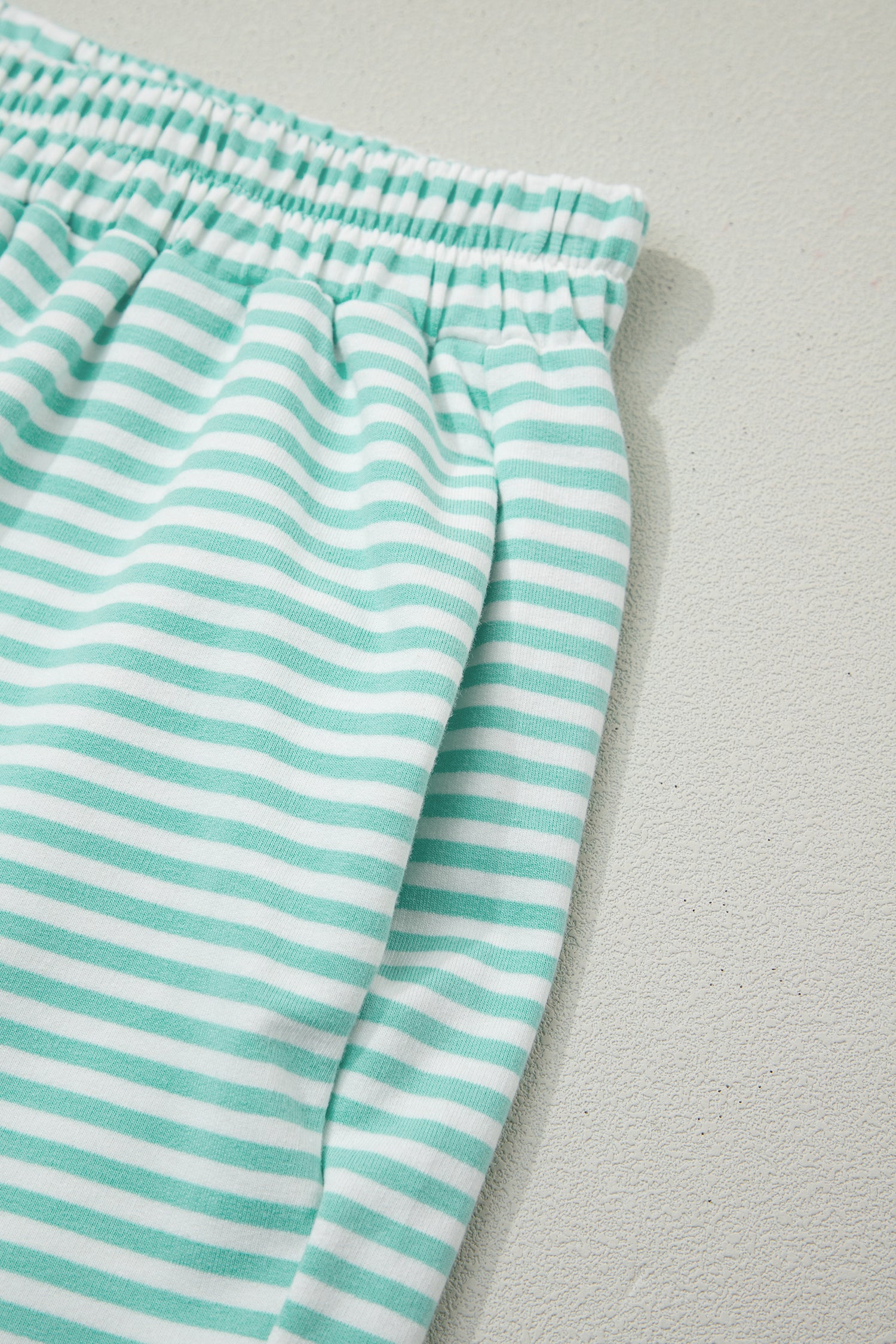 Striped Oversize Mock Neck Sweatshirt and Shorts Set