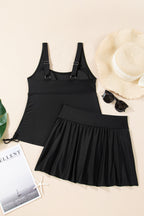 Scoop Neck Adjustable Tankini and Matching Skort Bathing Suit