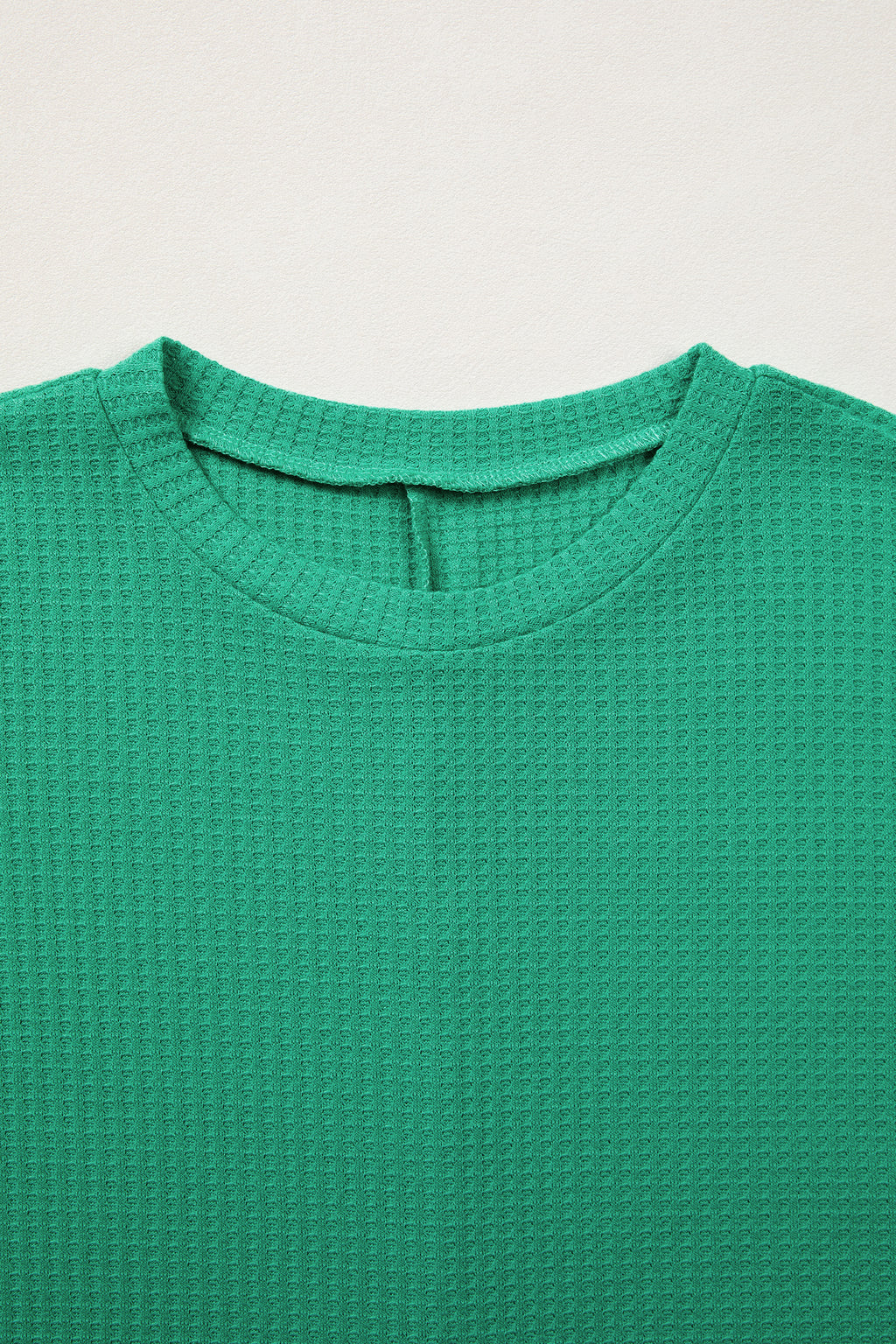 Waffle Textured Knit Dolman Short Sleeve Loose Top