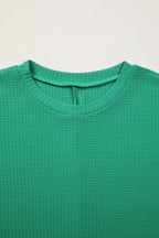 Waffle Textured Knit Dolman Short Sleeve Loose Top
