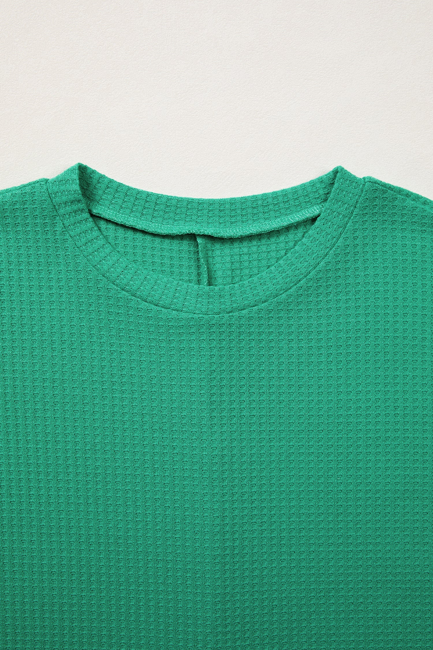 Waffle Textured Knit Dolman Short Sleeve Loose Top
