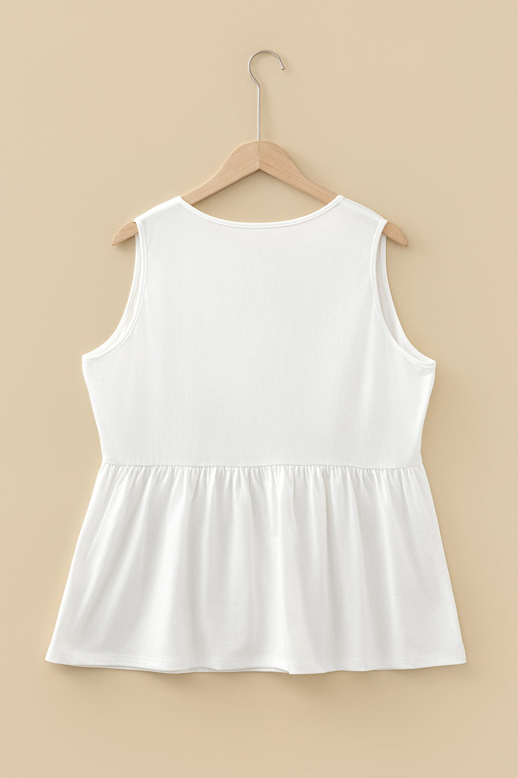 Plus Size Solid Color Bow Tie Peplum Tank Top