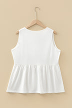 Plus Size Solid Color Bow Tie Peplum Tank Top