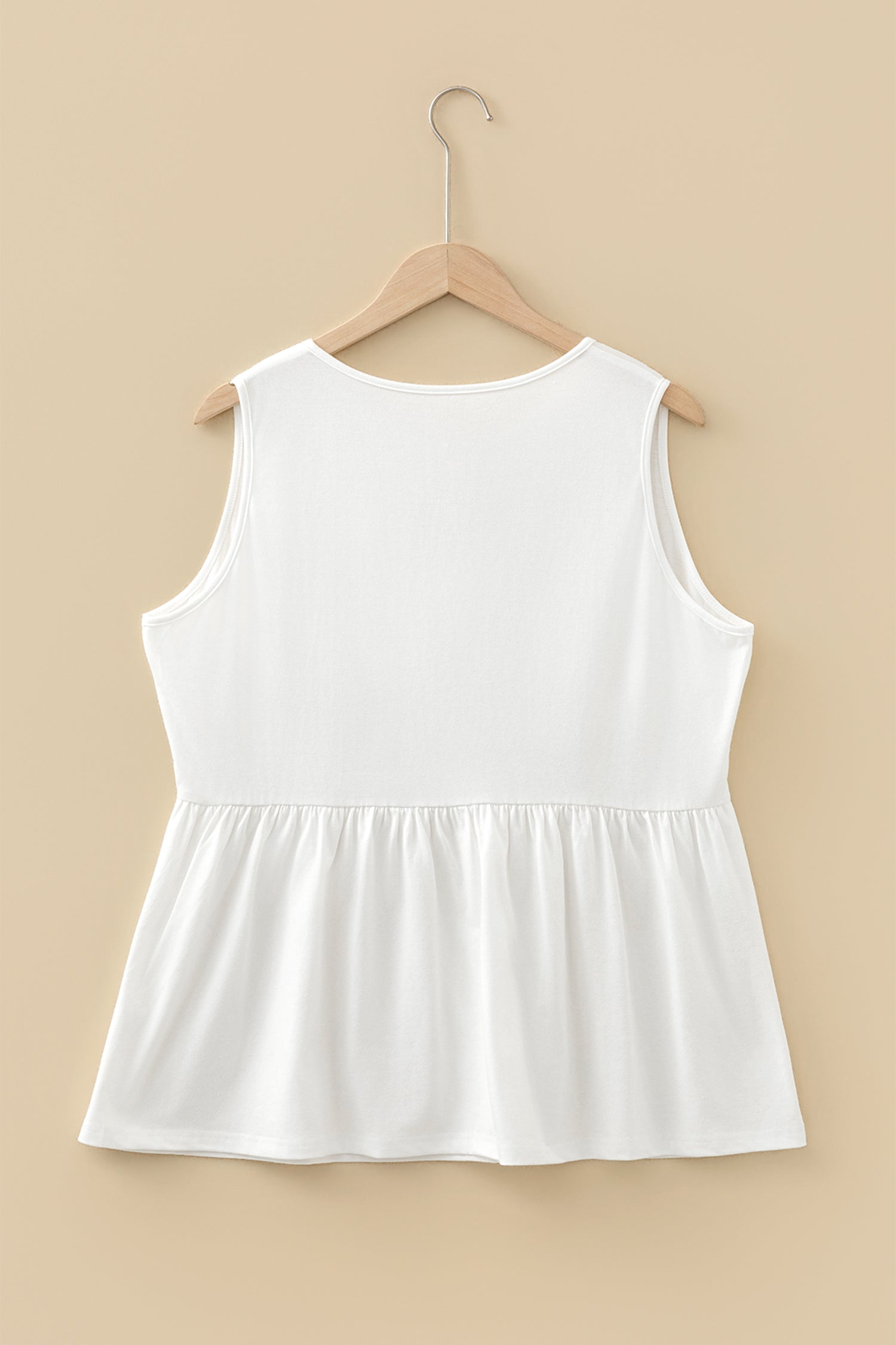 Plus Size Solid Color Bow Tie Peplum Tank Top