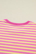 Striped Drop Shoulder Boxy Casual Terry Short Set