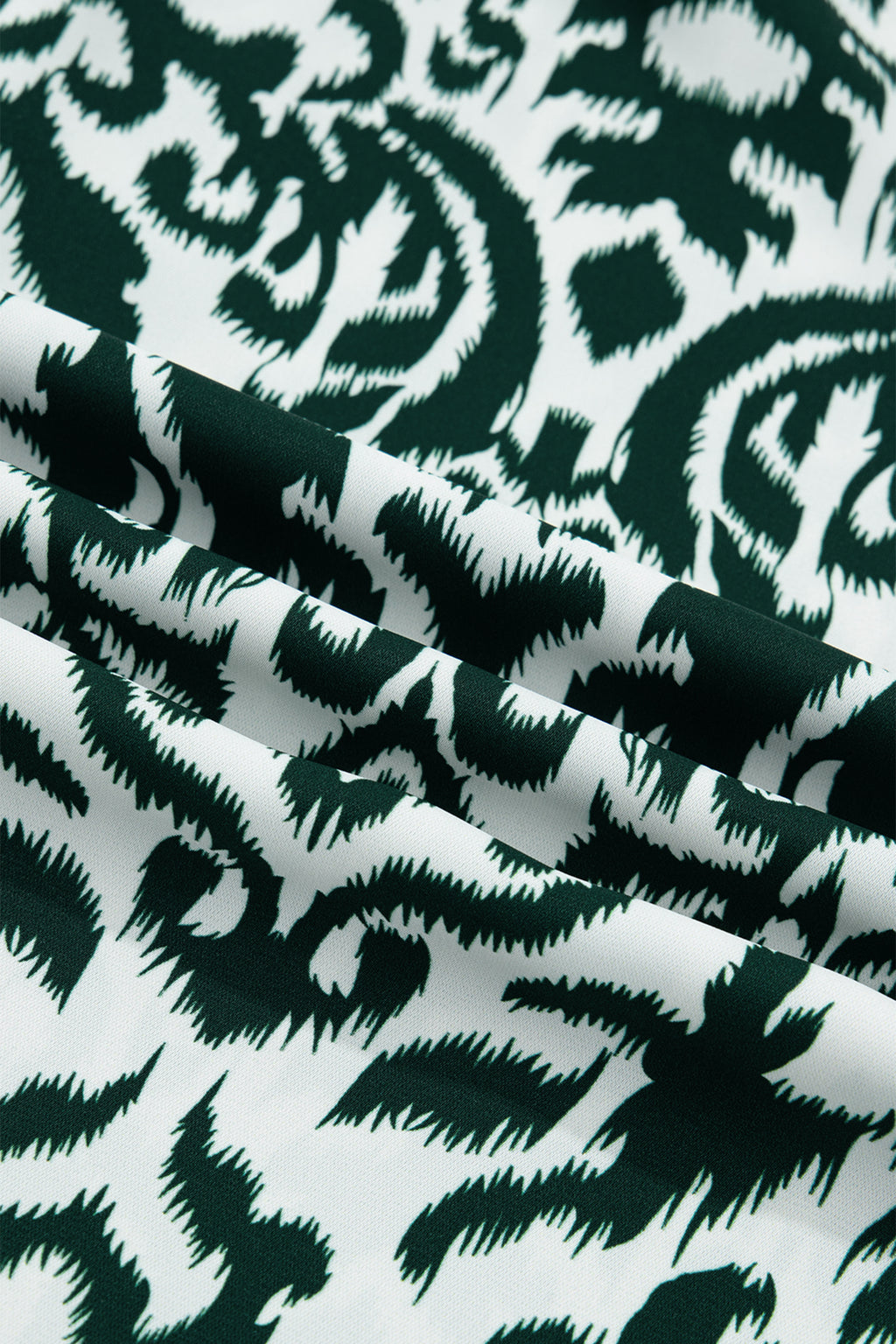 Damask Print Ruffled Colour Block Detail Half Sleeve Blouse