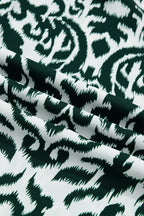 Damask Print Ruffled Colour Block Detail Half Sleeve Blouse