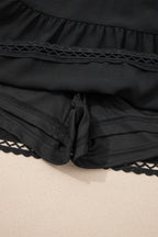 Plus Size Frilled Elastic Waist Lace Trim Boho Ruffled Shorts