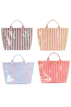 Glossy Striped Vinyl Large Tote Bag