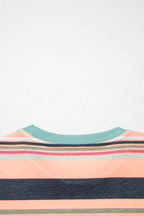 Multicolor Stripes Crew Neck T Shirt