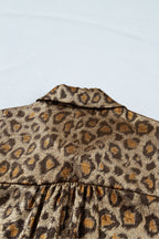 Gold Plus Size Leopard Print Short Sleeve Dolman Shirt