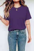 Casual Plain Crew Neck Tee