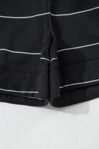 Striped Half Sleeve Tee Drawstring Shorts 2pcs Set