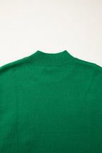 Corded Horseshoes Ribbed Trim Mock Neck Short Sleeve Sweater