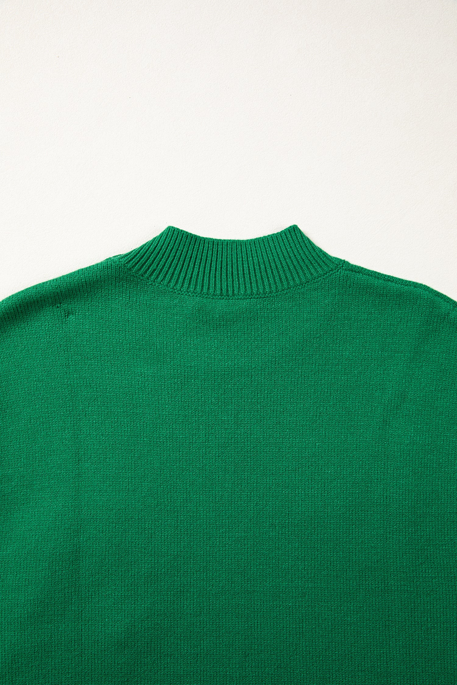 Corded Horseshoes Ribbed Trim Mock Neck Short Sleeve Sweater