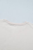 White Retro COWGIRL Print Leopard Ruffle Hem Patchwork T Shirt