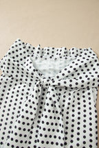 White Polka Dot Off Shoulder Bow Knot Short Sleeve Blouse