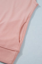 Solid Color High Neck Cap Sleeve Loose Top