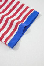Striped Nautical Tie Contrast Trim Round Neck T Shirt Mini Dress