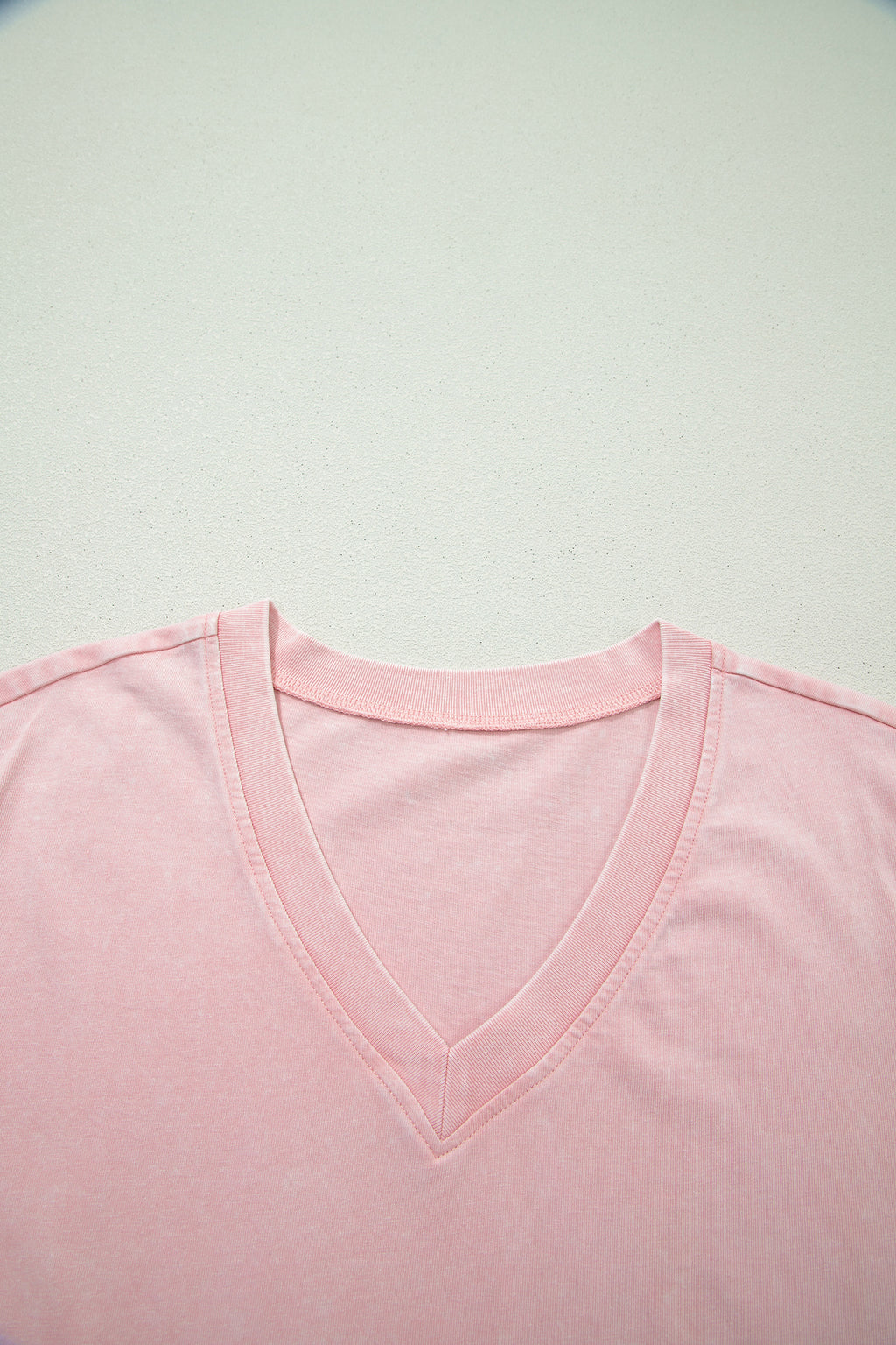 Mineral Wash V Neck Tee Matching Skort Set