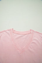 Mineral Wash V Neck Tee Matching Skort Set