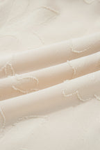 Parchment Long Sleeve Notched Neck Jacquard Tiered Mini Dress