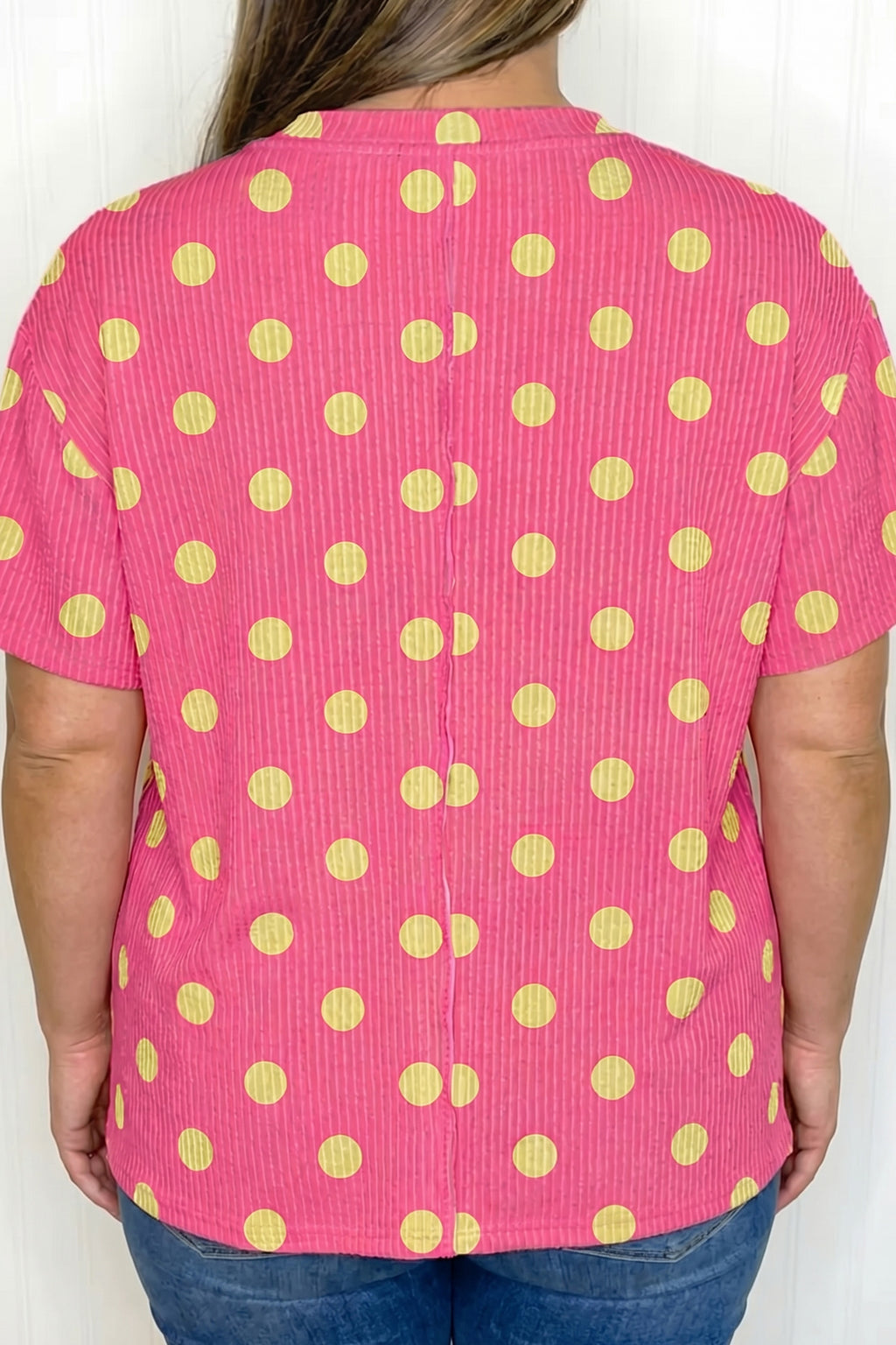 Twisted Rib Polka Dot Print Plus Size T Shirt