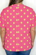Twisted Rib Polka Dot Print Plus Size T Shirt