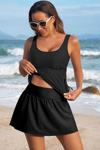 Scoop Neck Adjustable Tankini and Matching Skort Bathing Suit