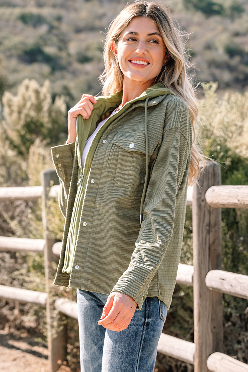 2 in 1 Thermal Knit Textured Hooded Jacket